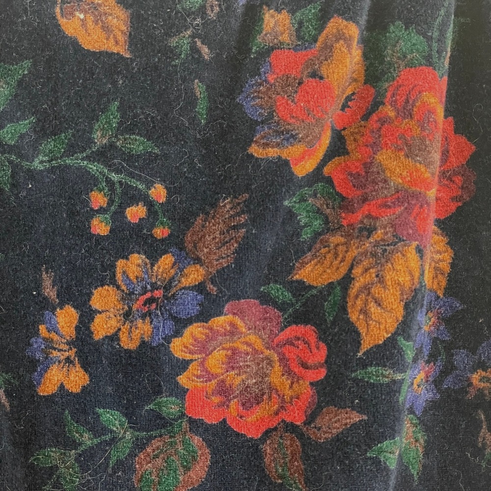 Vintage Cottage Floral Velour Skirt Women Medium Midi Moody Old Money Modest - Picture 3 of 13